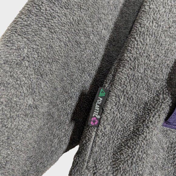 Lowe Alpine Vintage Polartec Fleece Jacket Full Zip Grey Purple Size S Oversized - Picture 3 of 8